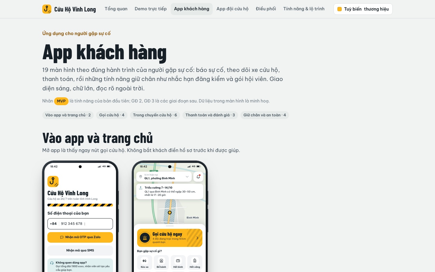 Các màn hình app khách hàng